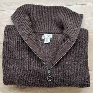Jessica Simpson Women's Brown knit half zip sweater